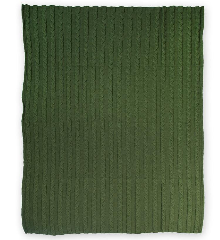 Decke 140x180cm Zopf, dunkelgrün - Lenz & Leif