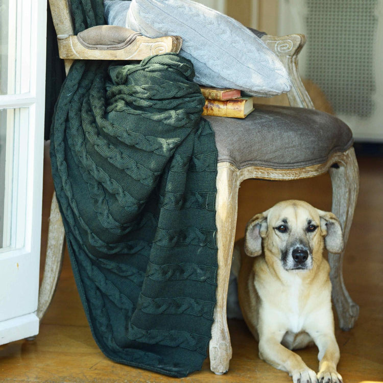 Decke 140x180cm Zopf, dunkelgrün - Lenz & Leif