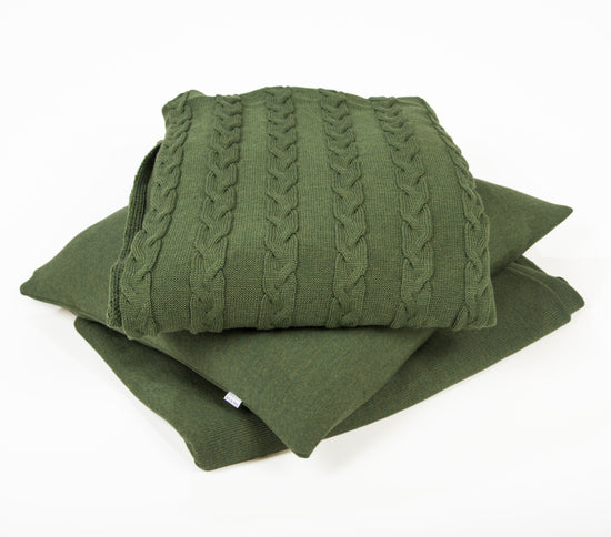 Decke 140x180cm Zopf, dunkelgrün - Lenz & Leif