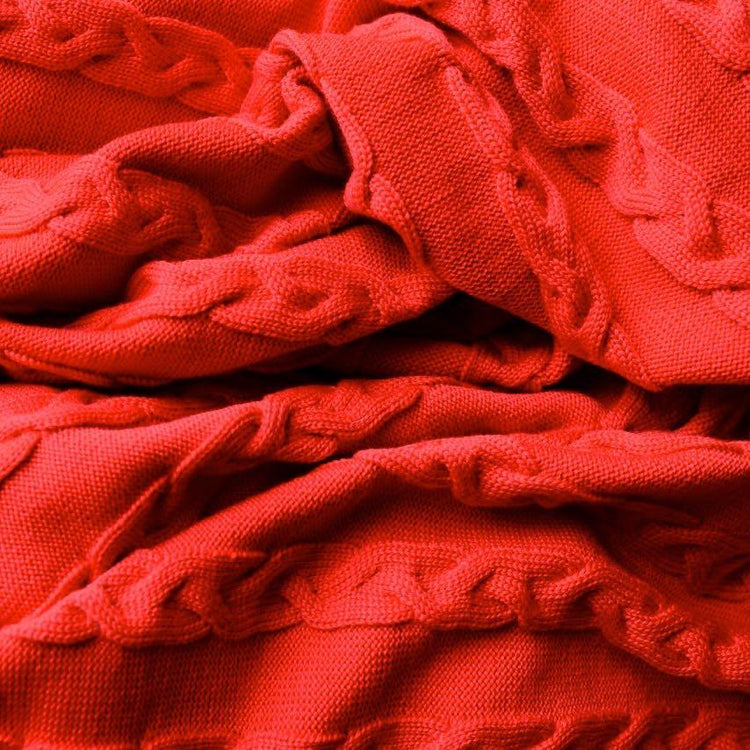 Decke 140x180cm Zopf, rot - Lenz & Leif