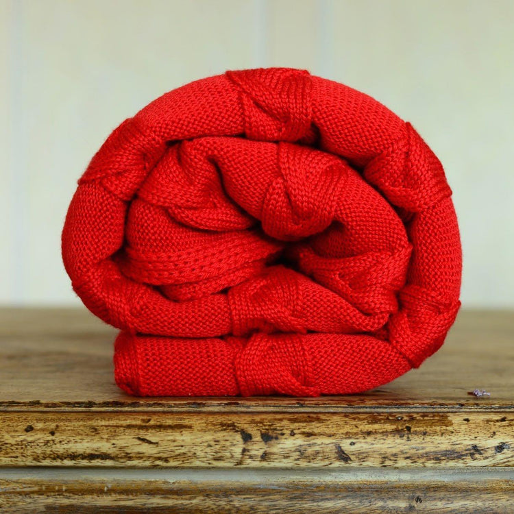 Decke 140x180cm Zopf, rot - Lenz & Leif