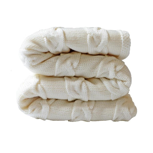 Decke 140x180cm Zopf, weiß - Lenz & Leif