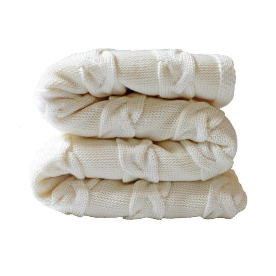 Decke 140x180cm Zopf, weiß - Lenz & Leif