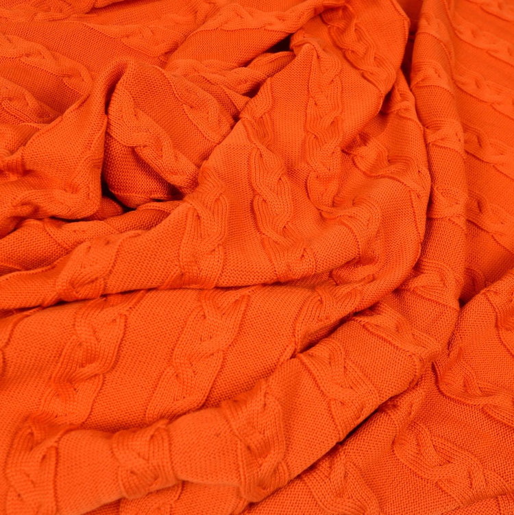 Decke 140x180cm Zopf, orange - Lenz & Leif
