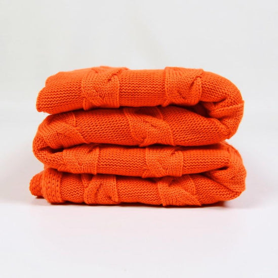 Decke 140x180cm Zopf, orange - Lenz & Leif