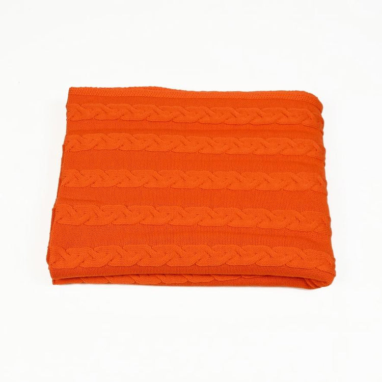 Decke 140x180cm Zopf, orange - Lenz & Leif