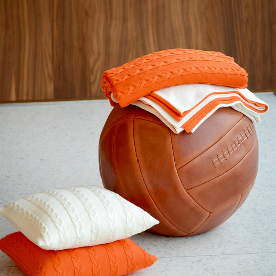 Decke 140x180cm Zopf, orange - Lenz & Leif