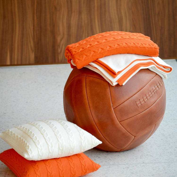 Decke 140x180cm Zopf, orange - Lenz & Leif