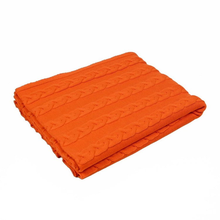 Decke 140x180cm Zopf, orange - Lenz & Leif