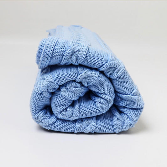 Decke 140x180cm Zopf, hellblau - Lenz & Leif