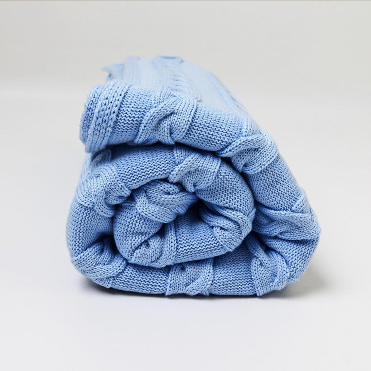 Decke 140x180cm Zopf, hellblau - Lenz & Leif