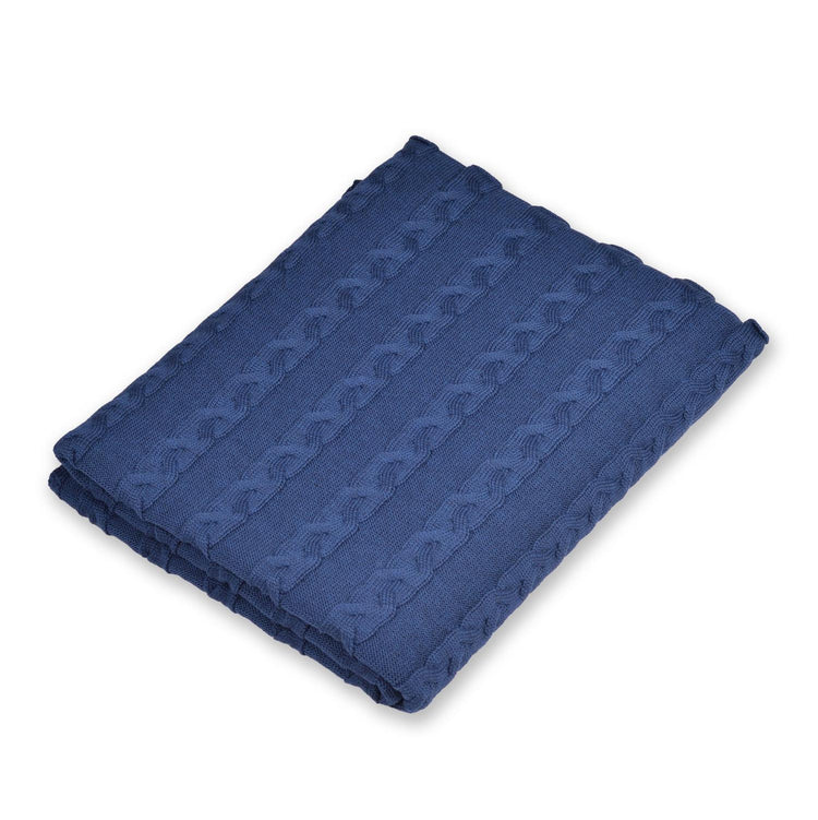 Decke 140x180cm Zopf, dunkelblau - Lenz & Leif