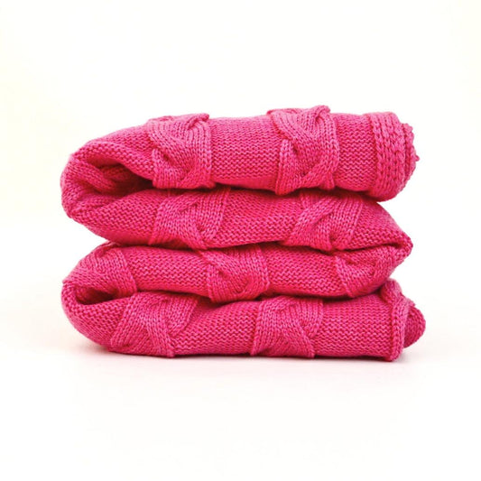 Decke 140x180cm Zopf, magenta - Lenz & Leif