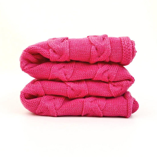 Decke 140x180cm Zopf, magenta - Lenz & Leif