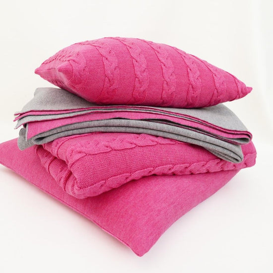 Decke 140x180cm Zopf, magenta - Lenz & Leif