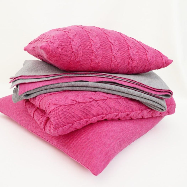 Decke 140x180cm Zopf, magenta - Lenz & Leif