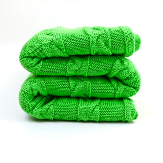 Decke 140x180cm Zopf, hellgrün - Lenz & Leif