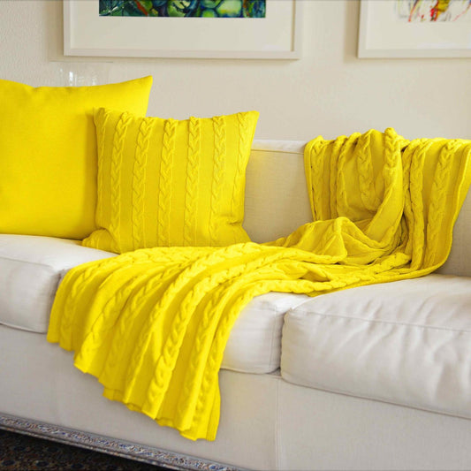 Decke 140x180cm Zopf, gelb - Lenz & Leif