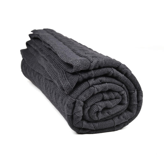 Decke 140x180cm Zopf, dunkelgrau - Lenz & Leif