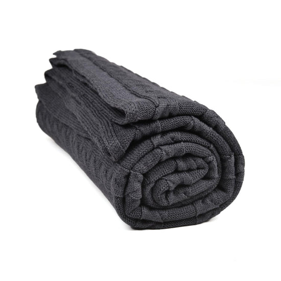 Decke 140x180cm Zopf, dunkelgrau - Lenz & Leif