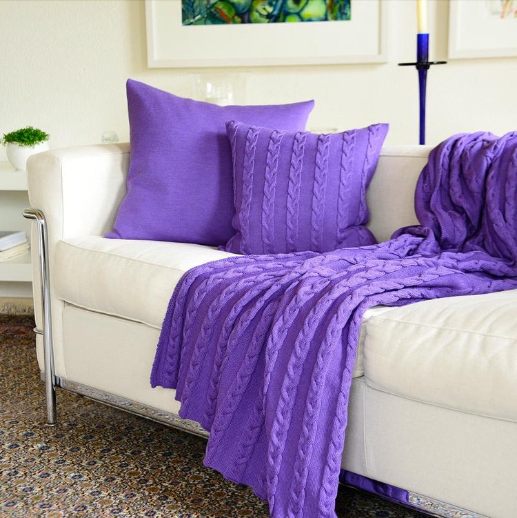 Kissenhülle 50x50cm uni, lila - Lenz & Leif