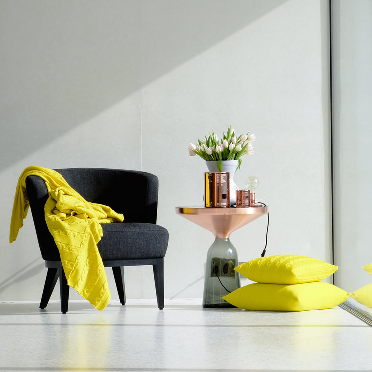 Kissenhülle 40x40cm Zopf, gelb - Lenz & Leif