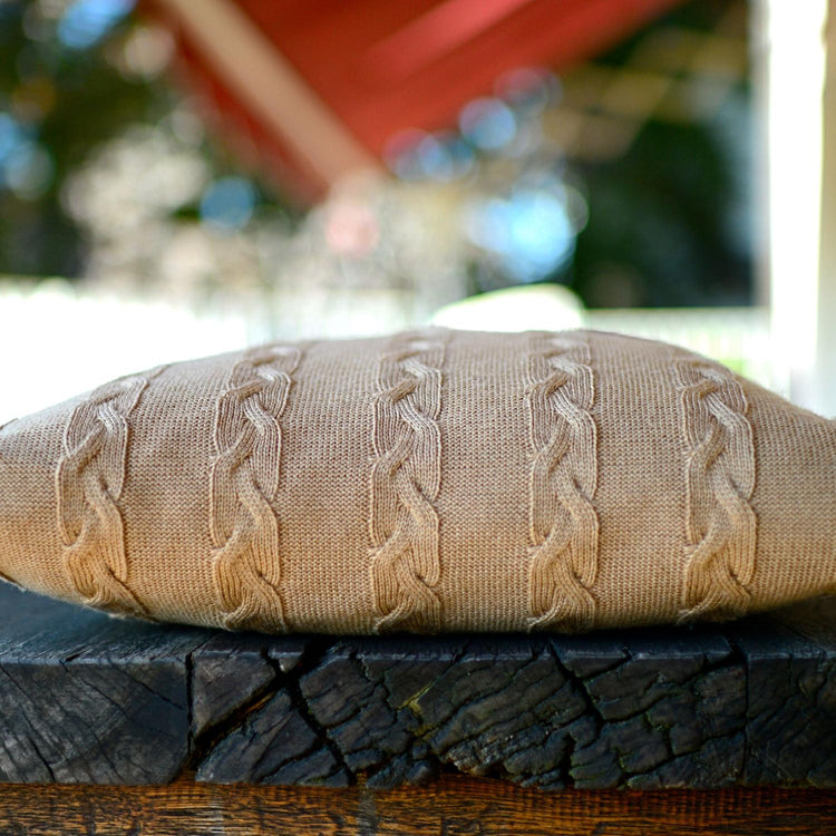 Kissenhülle 40x40cm Zopf, camel - Lenz & Leif