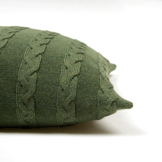 Kissenhülle 40x40cm Zopf, dunkelgrün - Lenz & Leif
