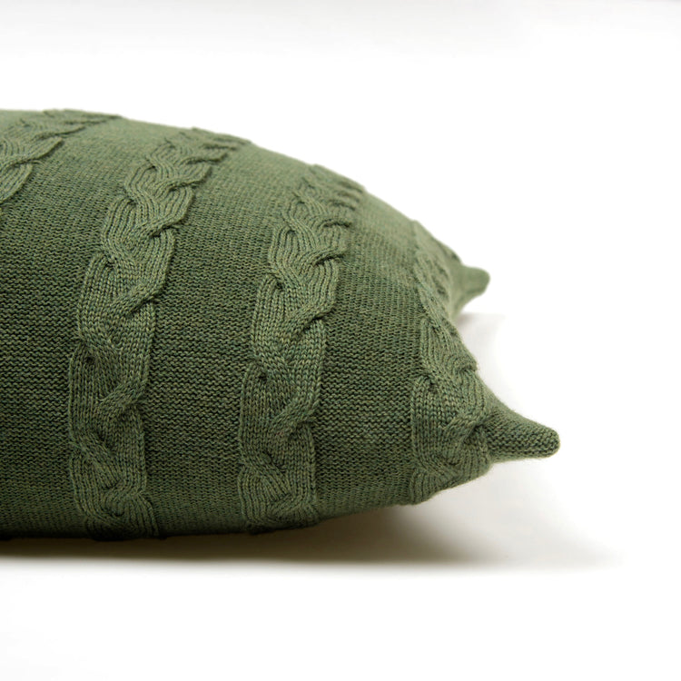 Kissenhülle 40x40cm Zopf, dunkelgrün - Lenz & Leif