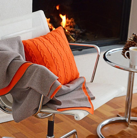 Kissenhülle 40x40cm Zopf, orange - Lenz & Leif