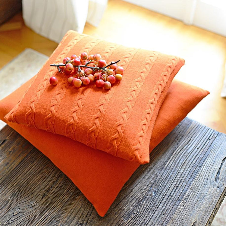 Kissenhülle 40x40cm Zopf, orange - Lenz & Leif