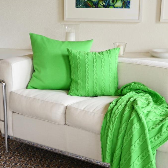 Kissenhülle 40x40cm Zopf, hellgrün - Lenz & Leif