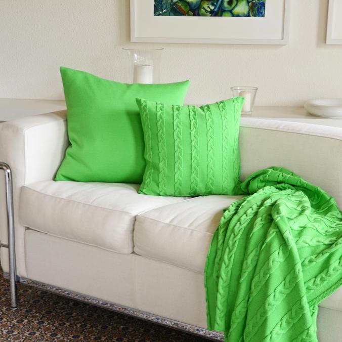 Kissenhülle 40x40cm Zopf, hellgrün - Lenz & Leif