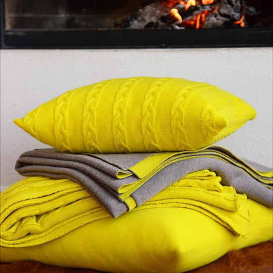 Kissenhülle 40x40cm Zopf, gelb - Lenz & Leif