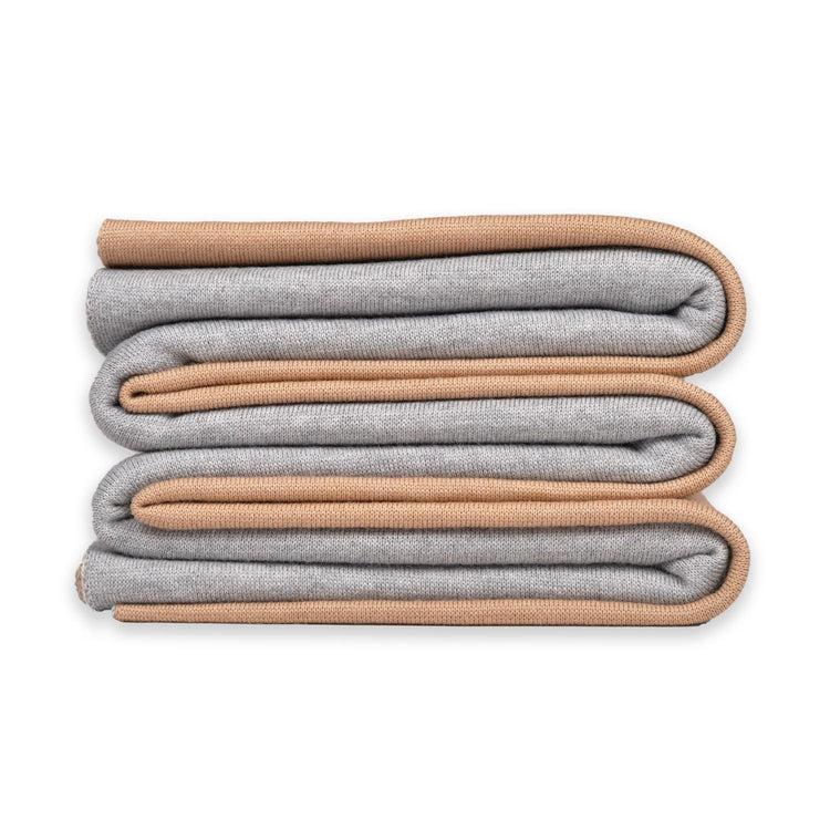 Decke 140x180cm Doubleface, camel/grau - Lenz & Leif