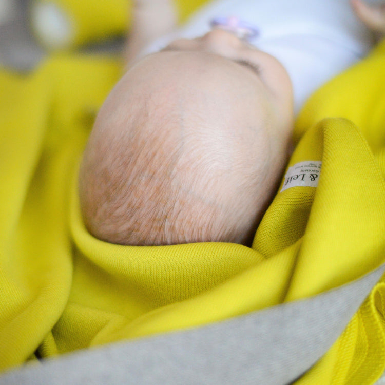 Baby/Kinderdecke 90x90cm Doubleface beige/gelb