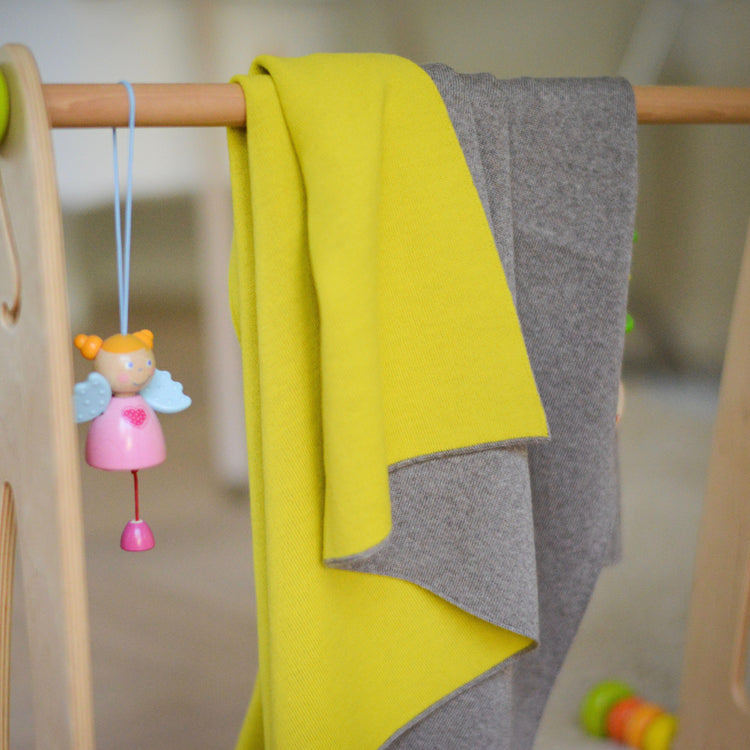 Baby/Kinderdecke 90x90cm Doubleface beige/gelb