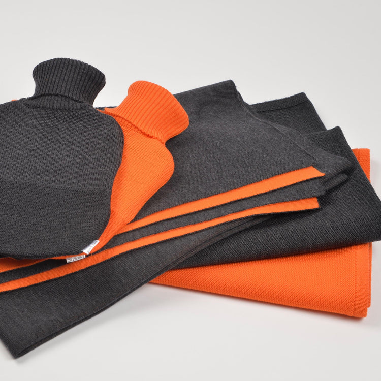 Baby/Kinderdecke 90x90cm Doubleface dunkelgrau/orange