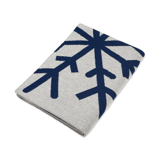 Decke 140x180cm 2 Snowflakes, grau/blau - Lenz & Leif