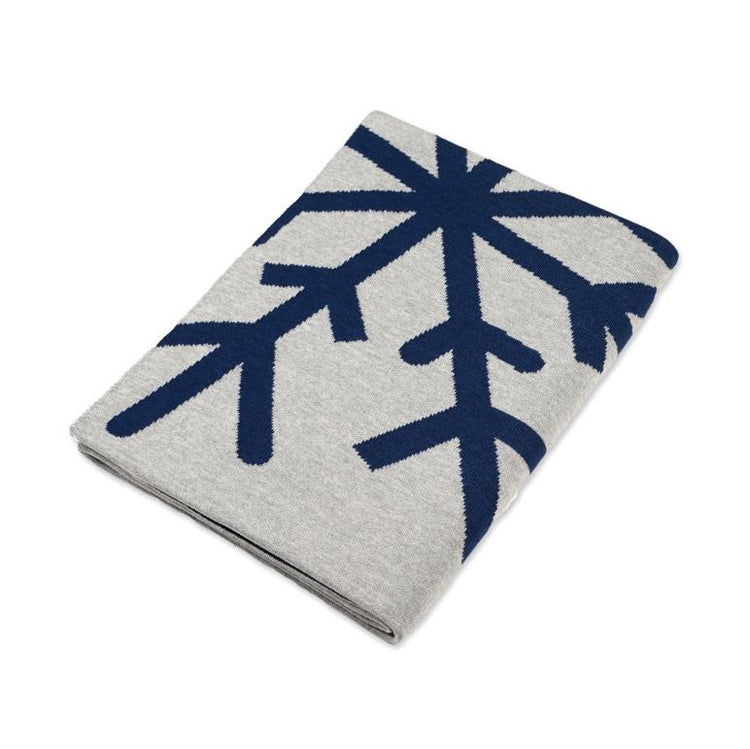 Decke 140x180cm 2 Snowflakes, grau/blau - Lenz & Leif