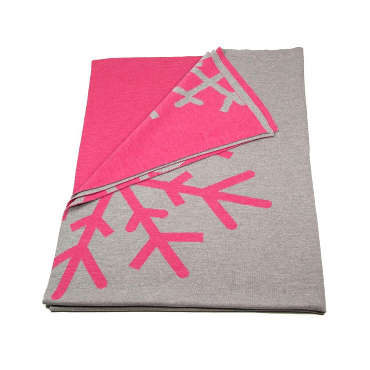 Decke 140x180cm 2 Snowflakes, grau/magenta - Lenz & Leif