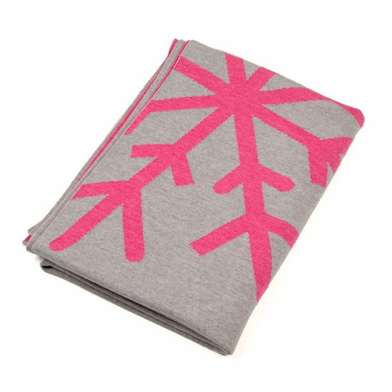 Decke 140x180cm 2 Snowflakes, grau/magenta - Lenz & Leif