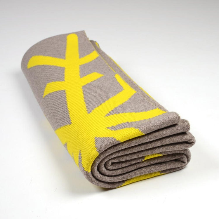 Decke 140x180cm 2 Snowflakes, beige/gelb - Lenz & Leif