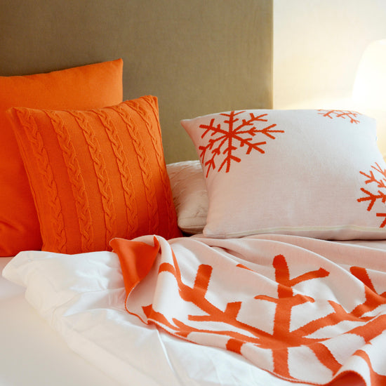 Decke 140x180cm 2 Snowflakes, weiß/orange - Lenz & Leif