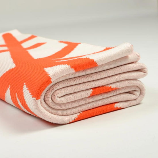 Decke 140x180cm 2 Snowflakes, weiß/orange - Lenz & Leif