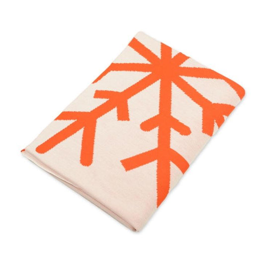 Decke 140x180cm 2 Snowflakes, weiß/orange - Lenz & Leif