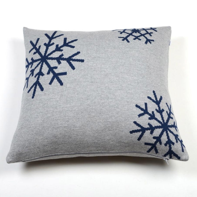 Kissenhülle 50x50cm Snowflakes, grau/blau - Lenz & Leif