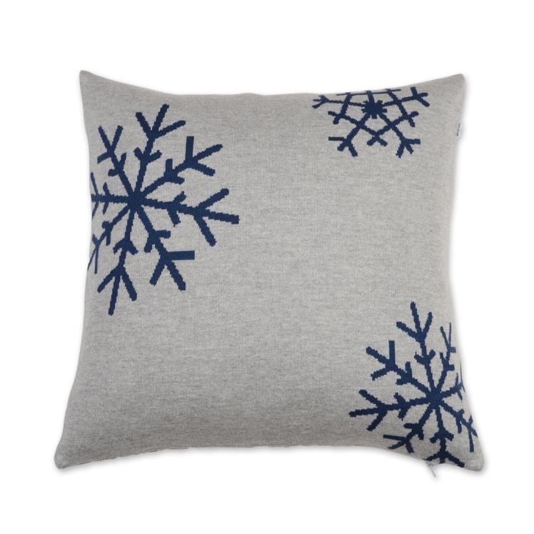 Kissenhülle 50x50cm Snowflakes, grau/blau - Lenz & Leif