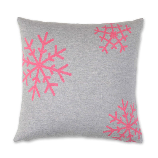Kissenhülle 50x50cm Snowflakes, grau/magenta - Lenz & Leif