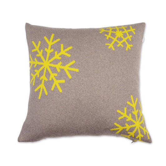 Kissenhülle 50x50cm Snowflakes, beige/gelb - Lenz & Leif